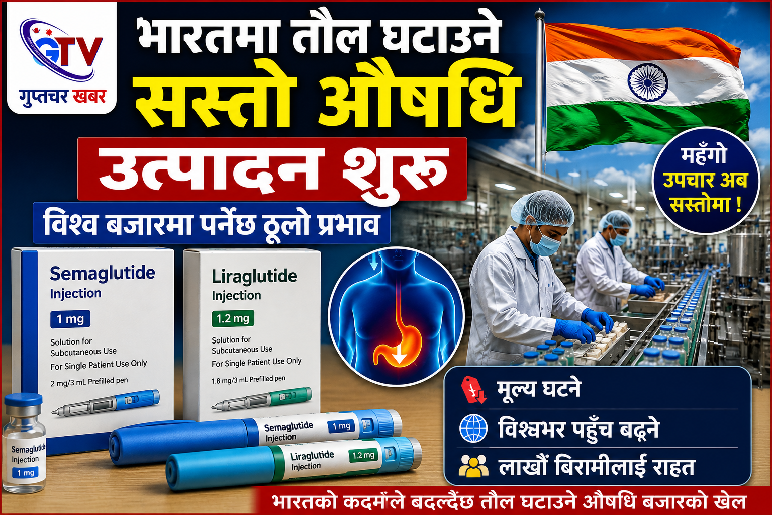 भारतले सुरु गर्यो तौल घटाउने सस्तो औषधि उत्पादन भारतले सुरु गर्यो तौल घटाउने सस्तो औषधि उत्पादन