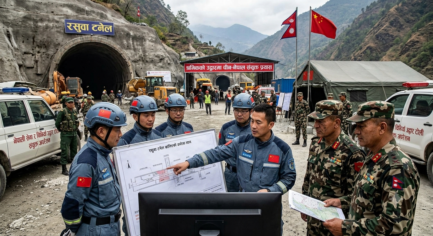 रसुवाको सुरुङभित्र फसेकाको उद्धारमा चीनको ‘इन्ट्री’ :  नेपाली सेनासँग संयुक्त अपरेसन